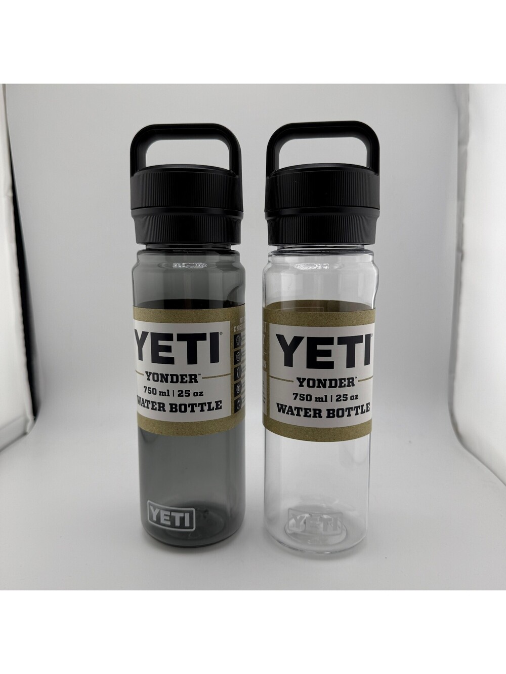 YETI Water Yonder Bottles 750 ml  25 oz Pair | Clear & Charcoal